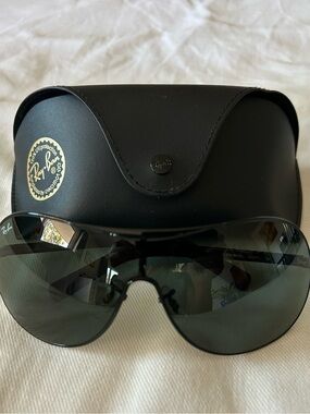 Ray-Ban Black Shield Sunglasses with Black Case